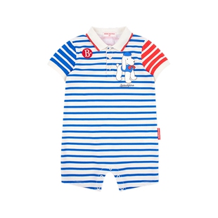 BEBEDEPINO贝贝品诺夏季婴儿拼色夏季连体衣宽松舒适透气男童条纹