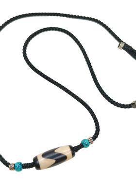 默生文玩虎牙天珠天然玛瑙真品