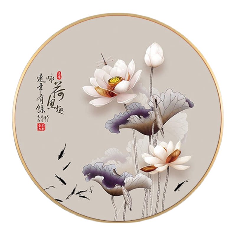 ks色系新款客厅入户玄关年年有余鱼戏荷花莲叶简约现代满点钻石画