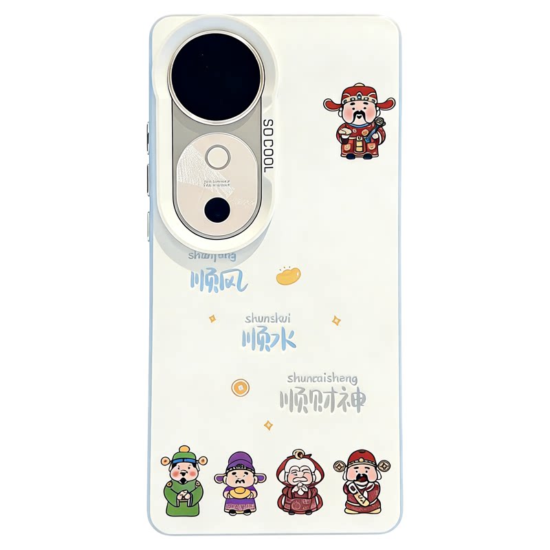 ins风卡通顺风顺水顺财神适用vivos19/s18pro手机壳新款高级感小众s16/s17网红手机套s15/s12/s9防摔保护套女