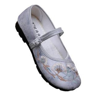 老北京布鞋女复古民族风中老年人舒适透气汉服防滑软底妈妈绣花鞋