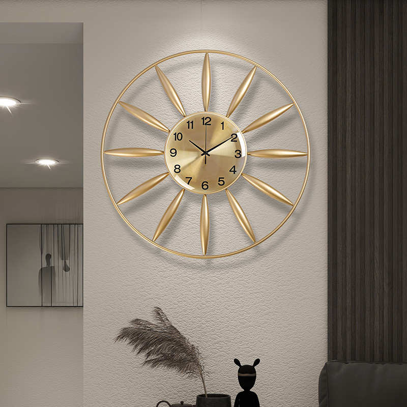 时钟挂钟客厅家用立体时尚创意墙壁挂表现代简约高档金色大气钟表