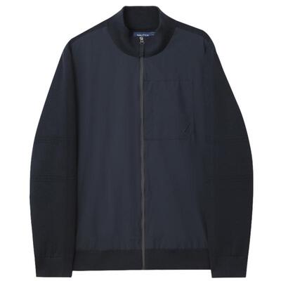 NAUTICA/诺帝卡拼接毛衣外套