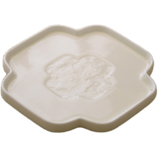 谈得来湖田米黄釉如意小壶承茶盘景德镇高温陶瓷中式水果盘点心盘