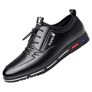花花公子男鞋2025秋冬新款真皮休闲鞋子男士内增高商务正装皮鞋男