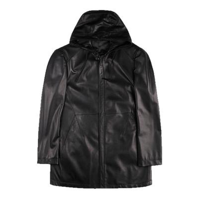 奥古利奥中长款连帽20真皮皮衣