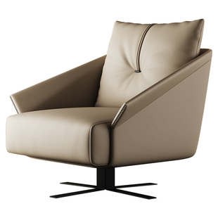 意式极简休闲沙发椅高端设计师艺术家具客厅办公书房真皮旋转单椅