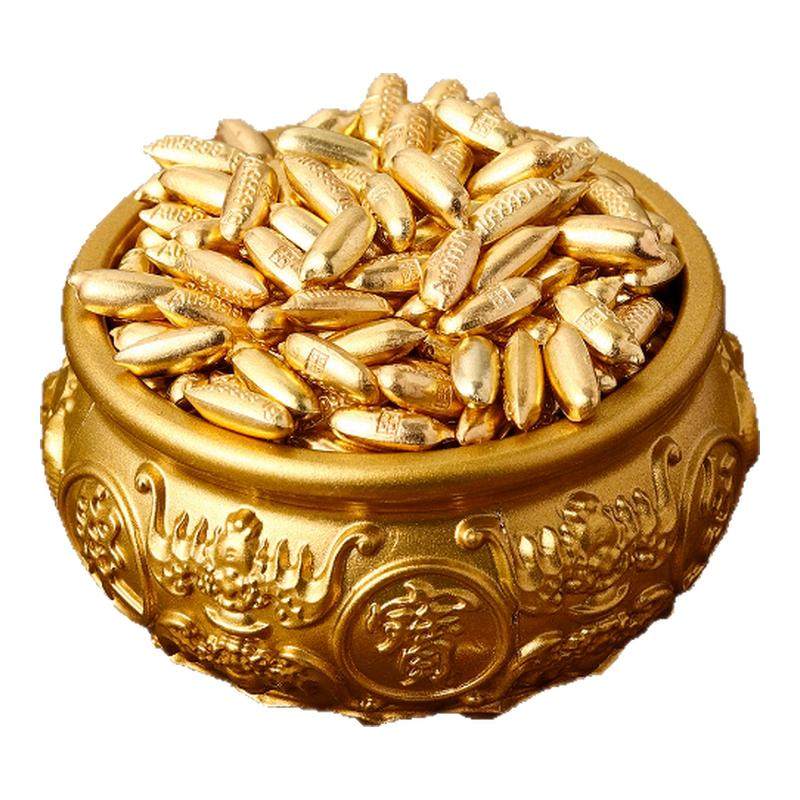 实心沙金米粒摆件聚米生金迷你金米办公室工位店铺开业礼物装饰品