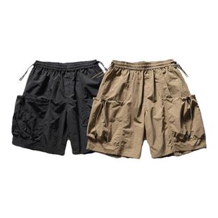 BTSG*小众山系机能立体口袋轻薄防水皱感面料松紧腰宽松五分短裤