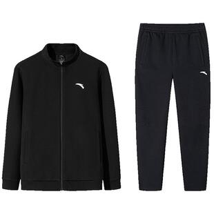 安踏运动套装男装夏季2026新款跑步训练外套长裤加绒保暖两件套男