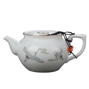 茶具茶壶陶瓷家用套装单个羊脂玉中式白色紫砂玻璃喝红茶办公高档