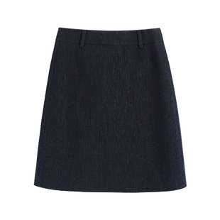 pusumede 深蓝色a字半身裙女直筒夏季新款通勤高腰休闲百搭短裙子