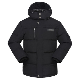 培蒙中老年男士羽绒服爸爸妈妈冬装外套父亲短款老人女士鸭绒加厚