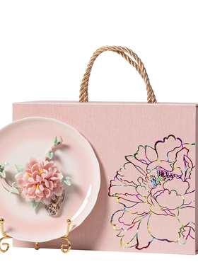 非遗手工瓷花桌面装饰挂盘伴手礼