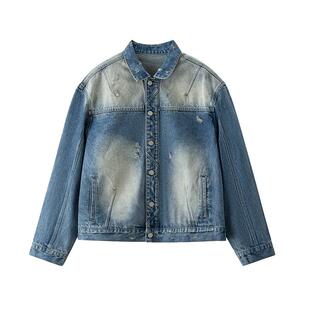 RickyIsClown秋冬新款水洗分割牛仔外套美式休闲潮牌男女同款上衣
