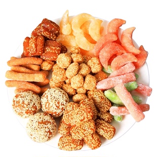 老点心糕点经典老式八喜果子羊角蜜芝麻果蜜三刀蜜彩条怀旧零食