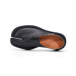 CROOKED CARD 歪牌设计师款真皮厚底分趾鞋 植鞣网红猪蹄男女皮鞋