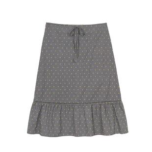 LLANO格纹剪花镂空半身裙中长裙复古法式度假鱼尾半裙裙子女夏季