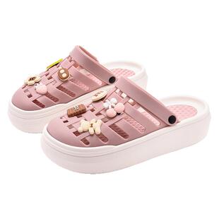 4041大码L洞洞鞋女外穿厚底防滑增高鞋护士鞋海边玛丽珍凉拖鞋夏