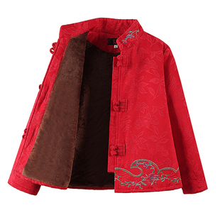 秋冬新款民族风棉麻大码绣花外套中年妈妈装复古盘扣唐装立领上衣