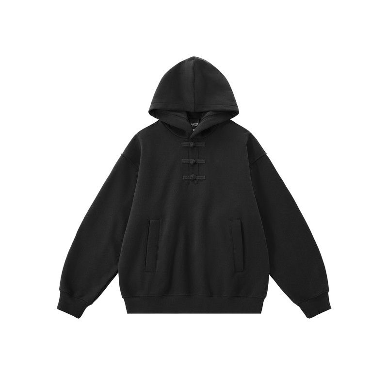 CLOTTEE秋季盘扣连帽卫衣宽松