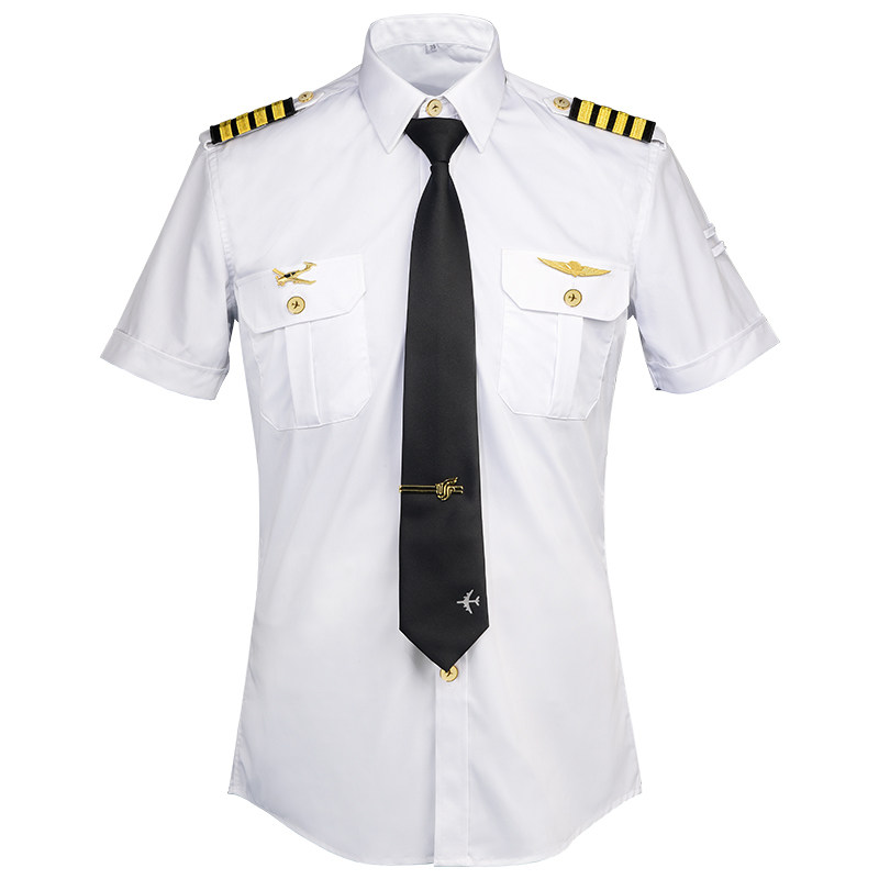 空少飞行员机长制服男夏季竹纤维白衬衫短袖空乘形象岗保安工作服