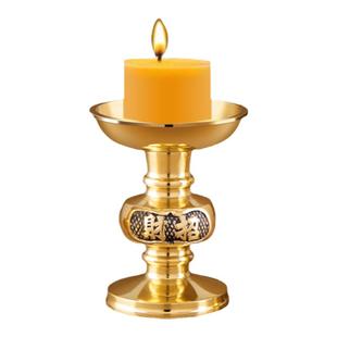 家用供奉蜡烛台敬神供祖先的香炉佛前供佛上香供灯铜蜡烛台座一体