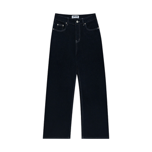 橘子树在哪儿 jennie风定制直筒牛仔裤女春季高腰宽松休闲阔腿裤