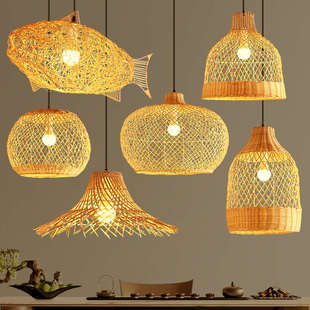 灯 创意吧台餐饮店东南亚风格 东南亚日式 吊灯藤艺藤编艺术灯具个性