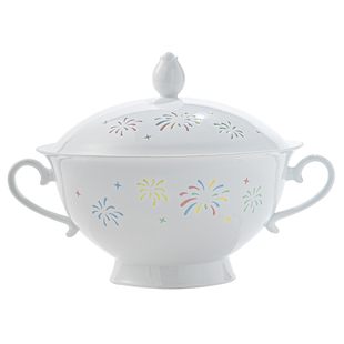 七彩烟花玲珑瓷创意陶瓷碗单碗白色家用餐具米饭碗斗笠碗盘景德镇