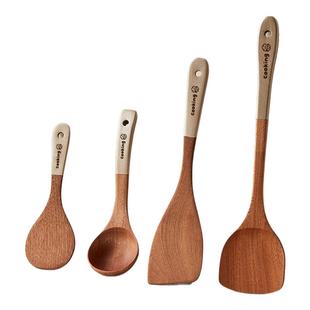 炊达人锅铲乌檀木家用不粘锅专用炒菜木质煎铲饭勺子汤勺套装铲子