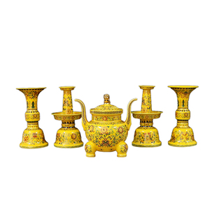 佛具五供摆件陶瓷佛前香炉烛台花瓶一套祠堂庙里的用品五供