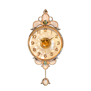 欧式轻奢挂钟高级感2026新款贝壳时钟表挂墙家用客厅高端大气网红