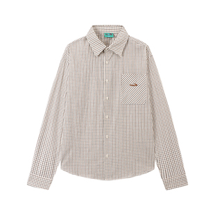 江南先生NewJNXS美式复古高支棉双色格纹衬衫男款宽松格子衬衣