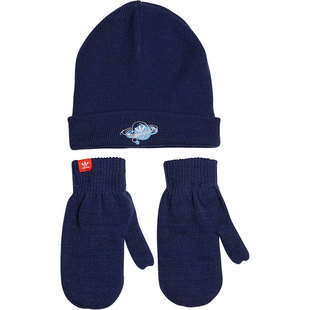 Adidas/阿迪达斯正品三叶草小童手套帽子两件套H32443