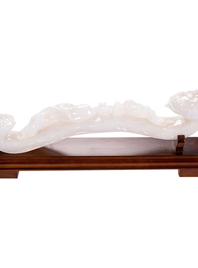 石诚记天然玉石创意人参如意摆件