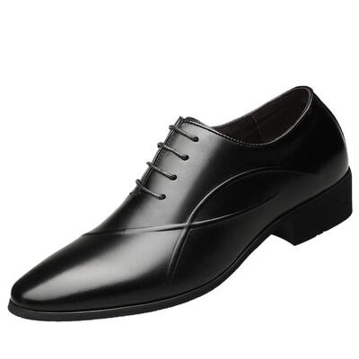 内增高尖头韩版软皮商务婚鞋牛皮