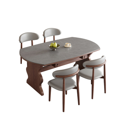 法式中古风实木岩板餐桌