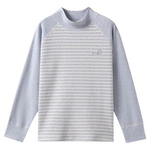 青蛙王子童装儿童睡衣春秋季新款男童长袖条纹保暖家居服上衣单件