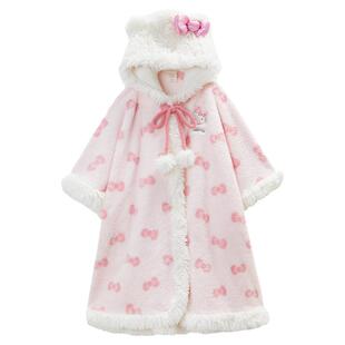Gukoo/果壳睡袍冬HelloKitty联名家居服斗篷睡袍珊瑚绒睡衣D