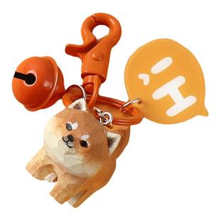 木雕秋田犬车钥匙扣女生可爱创意情侣礼物柴犬钥匙链挂饰书包挂件