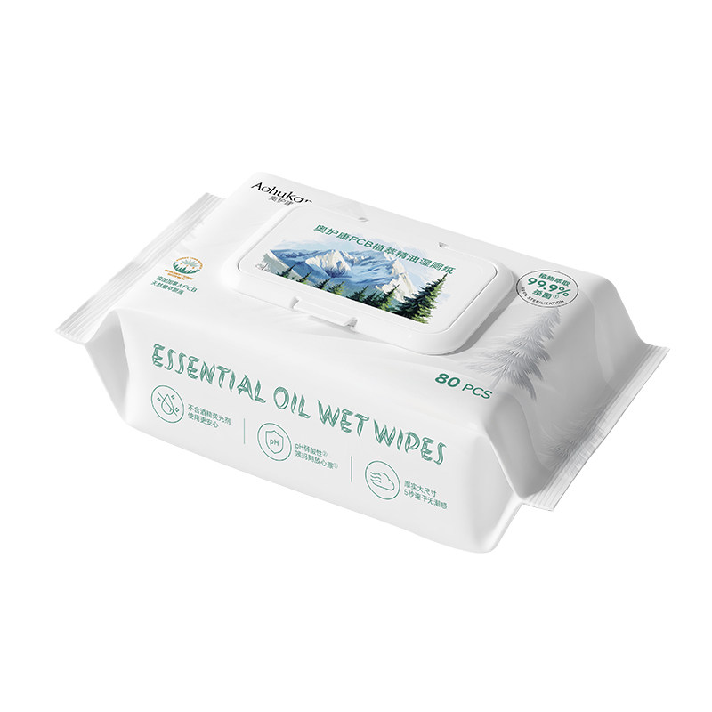 奥护康FCB植萃精油湿厕纸 家庭实惠女性私处杀菌湿纸巾擦屁股80抽