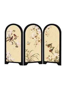 新中式花鸟屏风桌面摆件