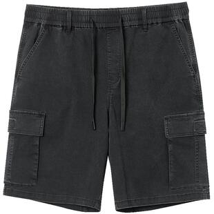 杰克琼斯男装夏季新款牛仔短裤时尚百搭纯色抽绳直筒休闲弹力裤子