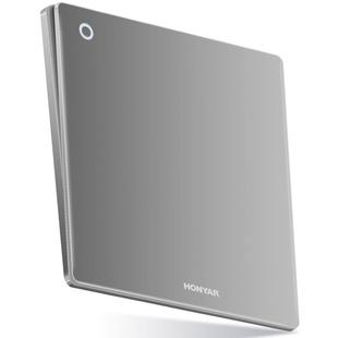 鸿雁超薄开关插座面板多孔16A家用一开五孔86型暗装电源插座E3灰