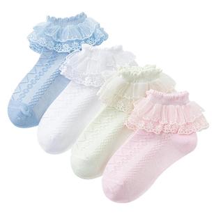 女童袜子春夏季薄款中筒儿童花边蕾丝公主网眼袜宝宝白色跳舞蹈袜