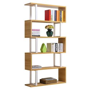 书架落地简约现代家用文件钢木书柜多层收纳储物铁艺客厅置物架子