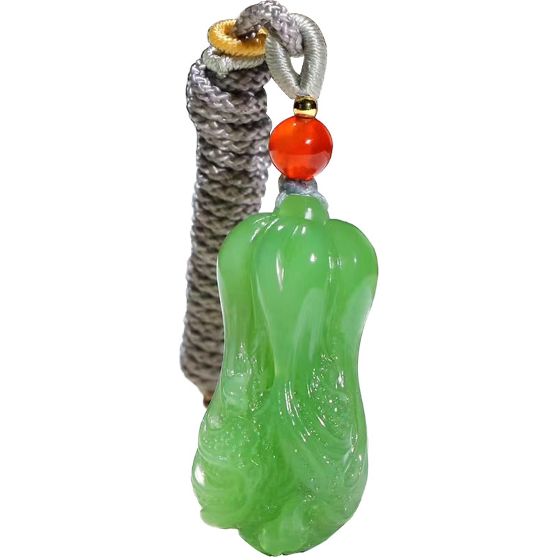 新疆和田玉碧玉白菜吊坠