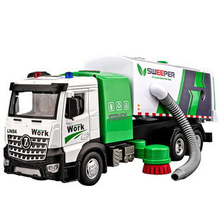 电动吸尘扫地车模型合金垃圾车儿童玩具车清扫车男孩超大号环卫车