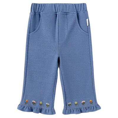 babylove女宝宝喇叭裤春秋A类洋气法式垂感百搭外出裤0-3岁高颜值